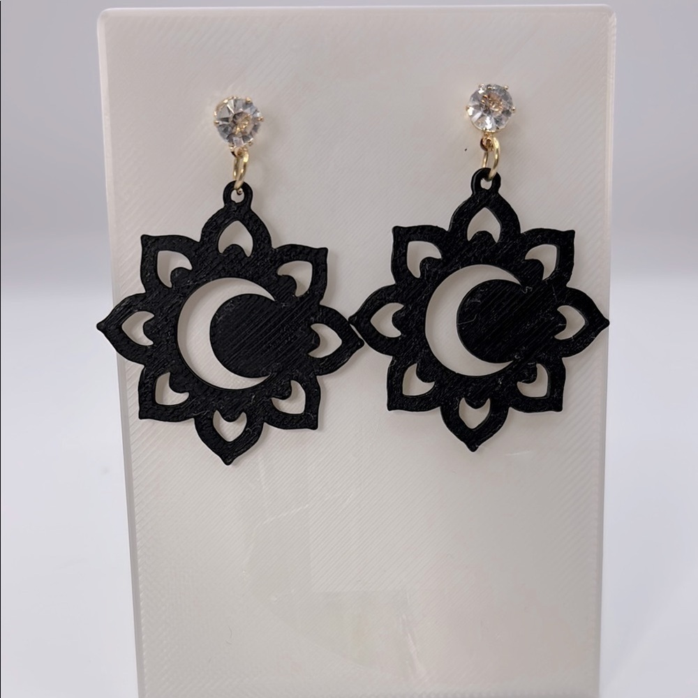 Black Crescent Earrings